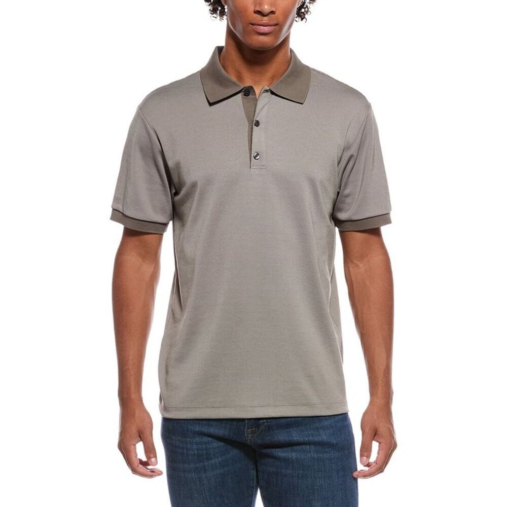 Theory Mens Geo Modern Jacquard Polo Shirt, Brown